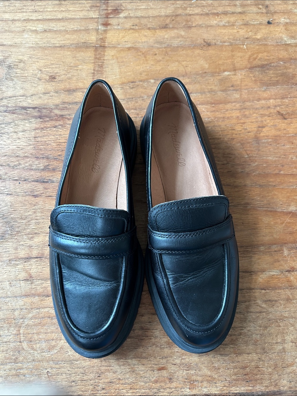 Madewell Black Leather Loafers for Women, Sz. 8